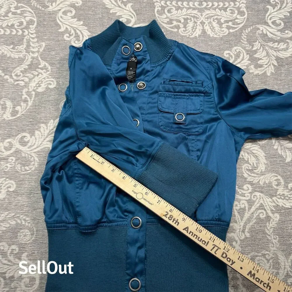 Outer Edge Women's Teal Snap Button Jacket Blue Size M Standard